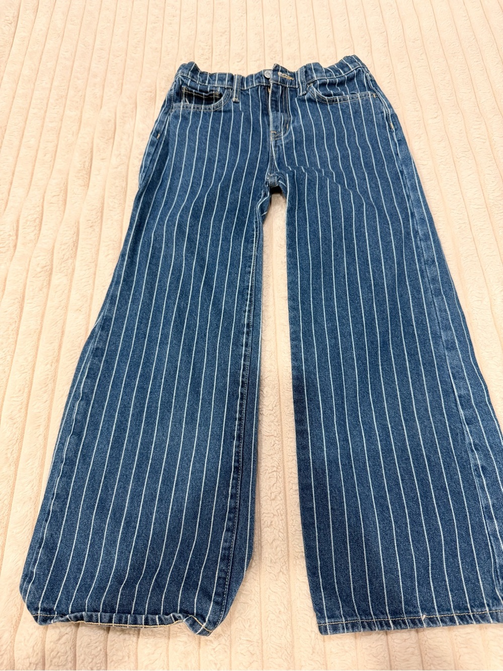 Old Navy Blue Pinstripe Wide-Leg Jeans